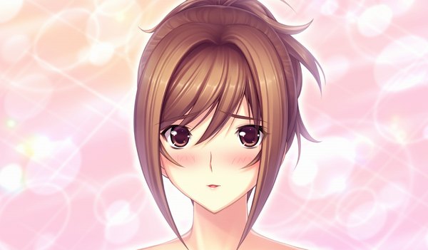 Anime picture 1024x600 with kimi ga ita kisetsu blush short hair brown hair wide image brown eyes game cg girl