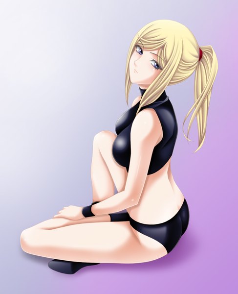 Anime picture 1300x1600 with metroid samus aran tamamon single long hair tall image looking at viewer blue eyes light erotic blonde hair ponytail girl underwear panties