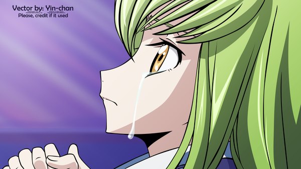 Anime picture 4000x2250 with code geass sunrise (studio) c.c. highres wide image yellow eyes absurdres green hair tears crying girl