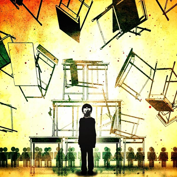 Anime picture 1000x1000 with vocaloid the lost ones weeping (vocaloid) harada miyuki short hair black hair looking back silhouette boy table desk school