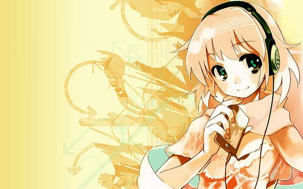 Anime picture 1920x1200 with original ushiki yoshitaka highres wide image wallpaper jpeg artifacts headphones