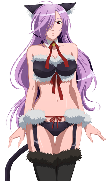 Anime picture 2536x4250 with asu no yoichi anime international company takatsukasa angela madwulf (artist) single long hair tall image fringe highres light erotic red eyes standing animal ears purple hair cat ears hair over one eye cat tail transparent background vector girl
