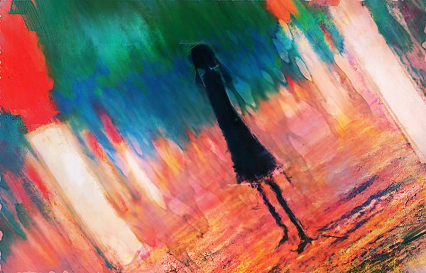イラスト 1400x900 と オリジナル shuta ソロ 長髪 立つ ツインテール 壁紙 silhouette abstract 女の子