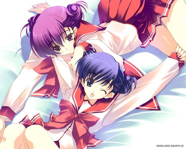 Anime picture 1280x1024 with to heart 2 leaf (studio) himeyuri sango himeyuri ruri twins girl