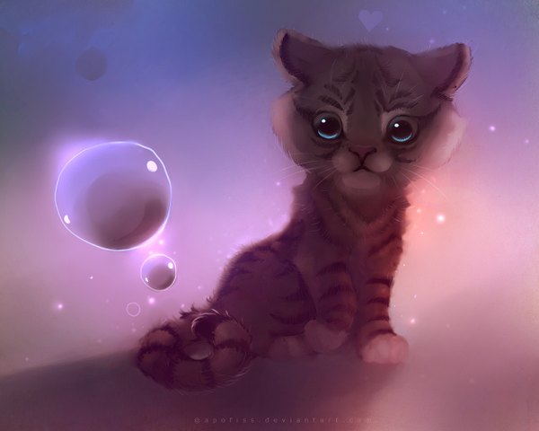 Anime picture 1280x1024 with original apofiss wallpaper animal bubble (bubbles) tiger