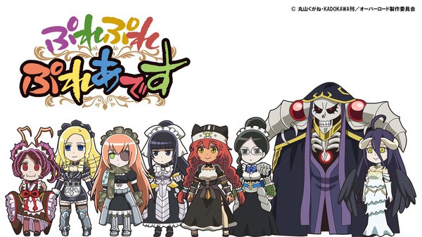 Anime picture 1920x1080 with overlord (maruyama) madhouse albedo (overlord) narberal gamma ainz ooal gown lupusregina beta entoma vasilissa zeta cz2128 delta solution epsilon yuri alpha long hair fringe highres blue eyes black hair blonde hair hair between eyes red eyes wide image white background