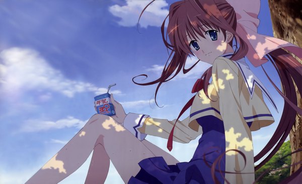 Anime picture 5805x3537 with da capo da capo ii asakura otome highres blue eyes brown hair wide image sky