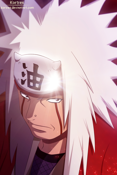 Anime picture 2043x3056 with naruto studio pierrot naruto (series) jiraiya kortrex single long hair tall image highres white hair black eyes sunlight coloring facial mark close-up boy bandana