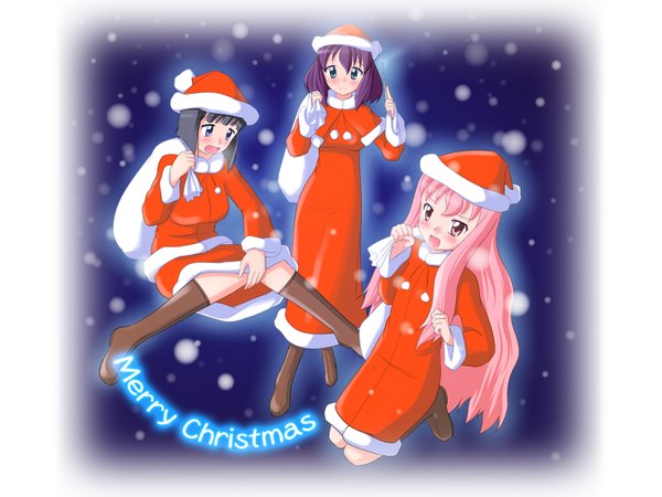 Anime picture 1600x1200 with zero no tsukaima j.c. staff louise francoise le blanc de la valliere siesta henrietta de tristain nekomanma (byougatei) highres christmas