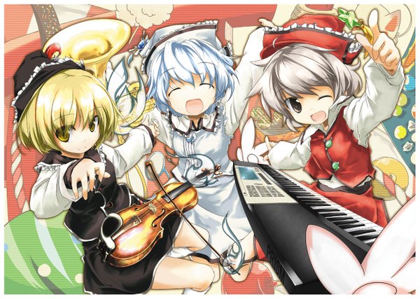 Anime picture 1253x893 with touhou lunasa prismriver lyrica prismriver merlin prismriver sanoharu girl