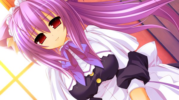 Anime picture 1280x720 with tiny dungeon (game) rosebleu single long hair red eyes wide image animal ears pink hair game cg cat ears maid girl