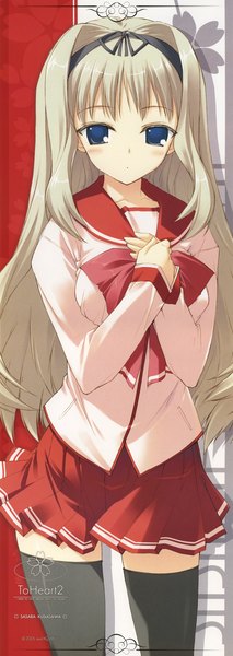 Anime picture 1072x3021 with to heart 2 to heart leaf (studio) kusugawa sasara kawata hisashi tall image stick poster thighhighs serafuku