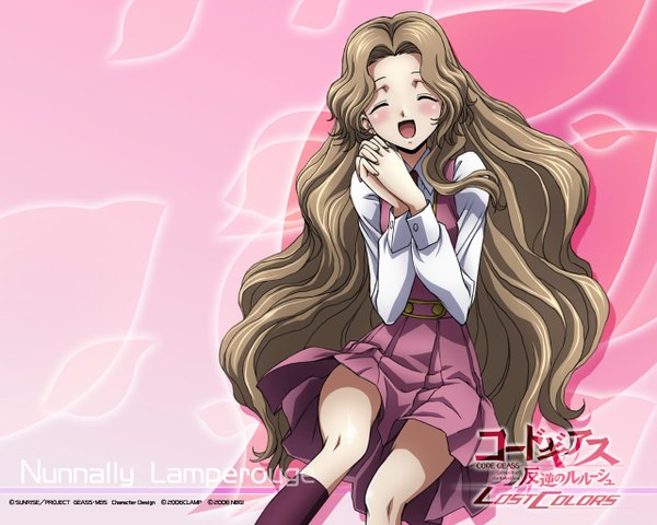 Anime picture 1280x1024 with code geass sunrise (studio) nunnally lamperouge pink background tagme