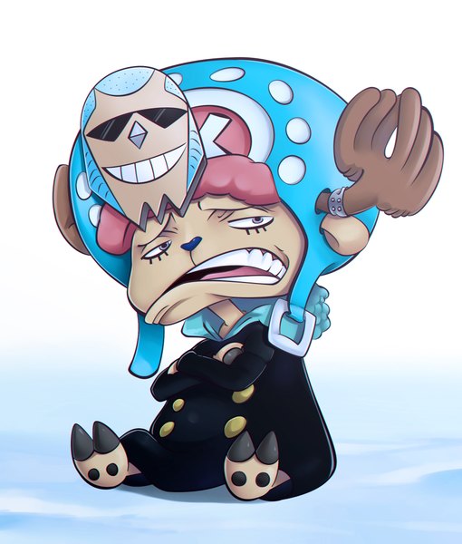 Anime picture 2000x2350 with one piece toei animation tony tony chopper franky lchrno single tall image highres horn (horns) grey eyes mask on head animal mask sunglasses cap winter clothes deer reindeer