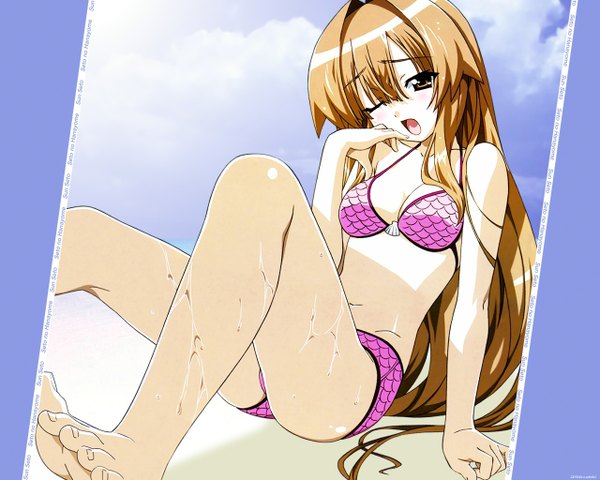 Anime picture 1280x1024 with seto no hanayome seto san light erotic wet swimsuit bikini