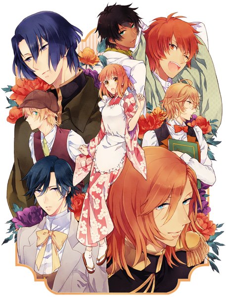 Anime picture 1418x1860 with uta no prince-sama a-1 pictures jinguji ren hijirikawa masato ichinose tokiya nanami haruka (uta no prince-sama) ittoki otoya kurusu shou shinomiya natsuki aijima cecil konnyaku yukko tall image short hair open mouth blue eyes black hair blonde hair smile red eyes purple eyes