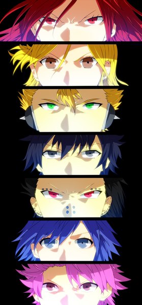 Anime picture 1024x2200 with fairy tail lucy heartfilia erza scarlet natsu dragneel gray fullbuster juvia lockser gajeel redfox laxus dreyar long hair tall image short hair blue eyes black hair blonde hair red eyes purple eyes brown eyes green eyes blue hair pink hair