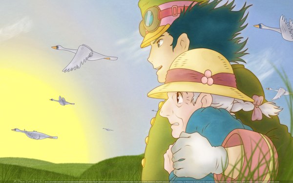 Anime picture 1920x1200 with howl's moving castle studio ghibli howl sophie hatter highres wide image