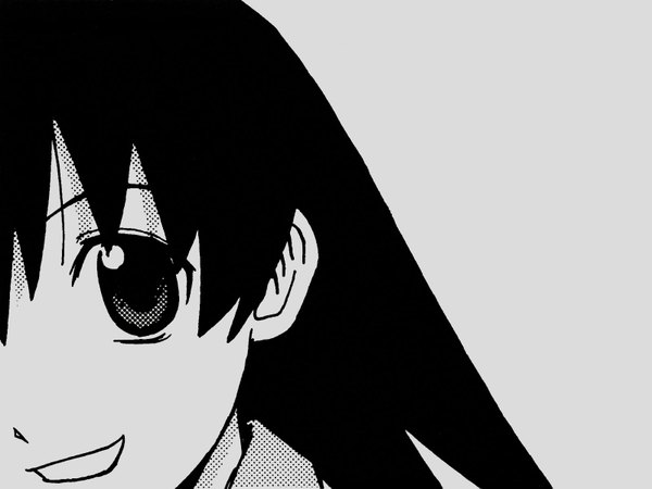 Anime picture 1600x1200 with azumanga daioh j.c. staff takino tomo white background monochrome girl