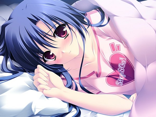 Anime picture 1024x768 with sakura bitmap (game) blush blue eyes purple eyes game cg girl