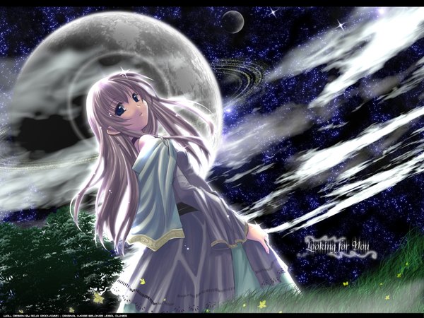Anime picture 1600x1200 with naruse chisato long hair sky moon tagme