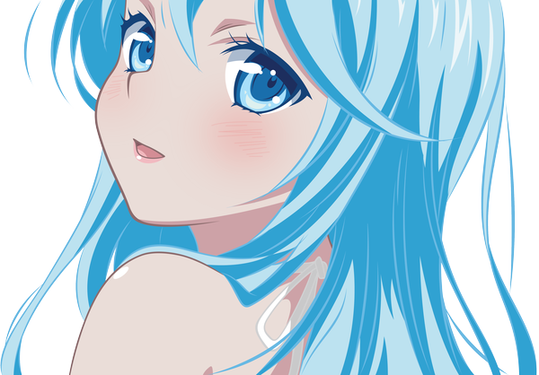 Anime picture 4297x2998 with denpa onna to seishun otoko shaft (studio) touwa erio aknagyutacs single long hair blush highres open mouth blue eyes smile blue hair absurdres looking back close-up transparent background vector girl