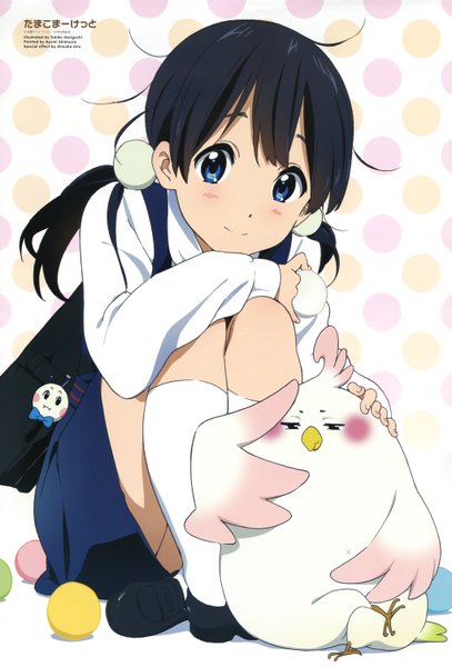 Anime picture 4082x6010 with tamako market kyoto animation kitashirakawa tamako horiguchi yukiko long hair tall image looking at viewer blush highres blue eyes black hair absurdres scan official art girl uniform school uniform socks white socks