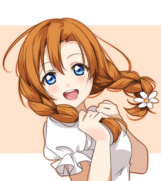 Anime picture 2480x2800 with love live! school idol project sunrise (studio) love live! kousaka honoka clouble single long hair tall image looking at viewer blush fringe highres open mouth blue eyes simple background hair between eyes white background upper body ahoge braid (braids)