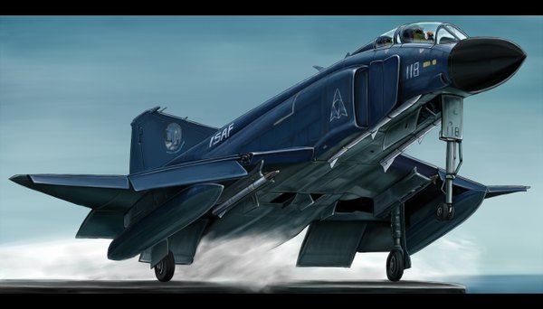 イラスト 1400x800 と オリジナル kcme wide image 空 pilot 武器 飛行機 jet f-4