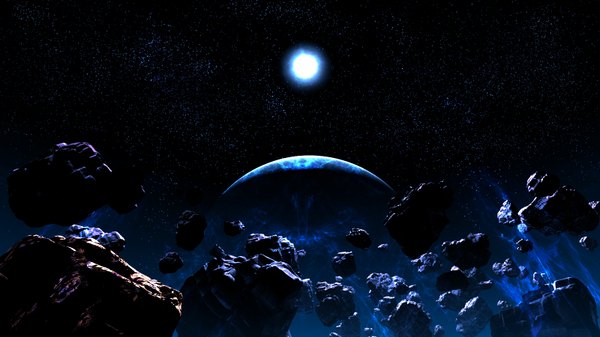 Anime picture 1600x900 with original y-k wide image dark background space planet