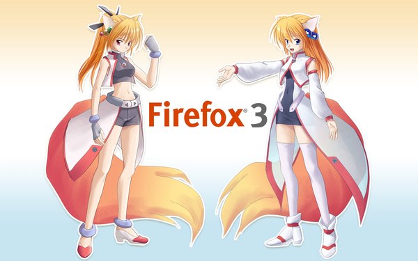 Anime picture 1920x1200 with os-tan firefox highres wide image tail fox girl girl