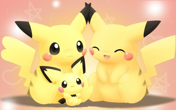 Anime picture 1440x900 with pokemon nintendo pikachu pichu pemyu sitting eyes closed wallpaper no people ^ ^ gen 1 pokemon gen 2 pokemon heart star (symbol) pokemon (creature)