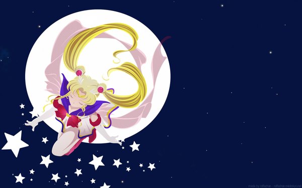 Anime picture 1920x1200 with bishoujo senshi sailor moon toei animation tsukino usagi sailor moon long hair highres blonde hair wide image twintails eyes closed girl gloves elbow gloves star (symbol) moon sailor suit
