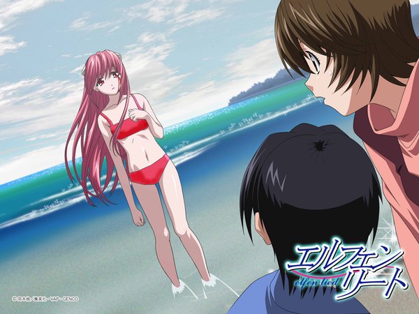 Anime picture 1024x768 with elfen lied arms corporation lucy yuka kouta. swimsuit bikini red bikini