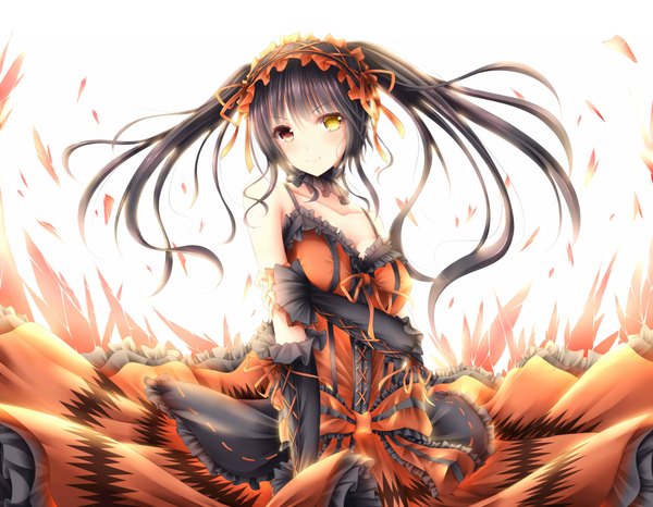 Anime picture 2250x1750 with date a live tokisaki kurumi wsman single long hair looking at viewer blush highres black hair twintails heterochromia girl dress frills