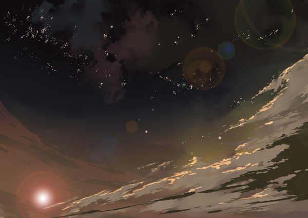 Anime picture 4092x2893 with feng luli yi highres absurdres sky cloud (clouds) sunlight landscape star (stars)