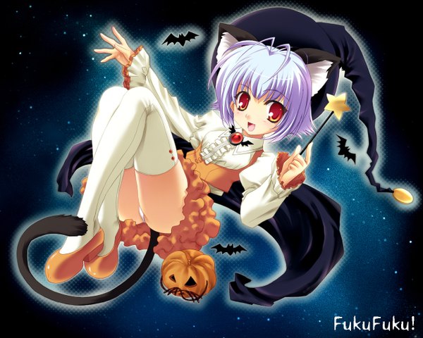 Anime picture 1280x1024 with light erotic tail cat girl girl wand