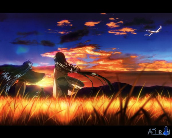 Anime picture 1280x1024 with air key (studio) kannabi no mikoto kanna sky evening sunset uraha ryuuya