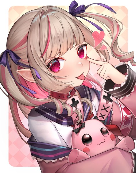 Anime picture 1000x1273 with virtual youtuber nijisanji makaino ririmu makaino ririmu (4th costume) dayuh single long hair tall image looking at viewer fringe blonde hair payot pink hair upper body blunt bangs pink eyes multicolored hair two side up streaked hair drill hair