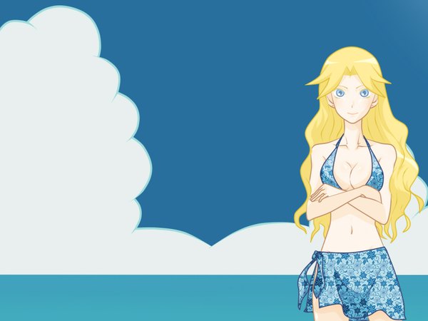 Anime picture 1600x1200 with sayonara zetsubou sensei shaft (studio) kimura kaere sky blue background