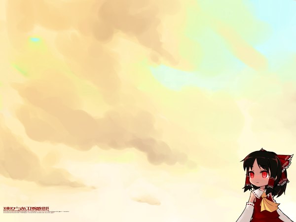 Anime picture 1600x1200 with touhou hakurei reimu mota japanese clothes miko chibi girl