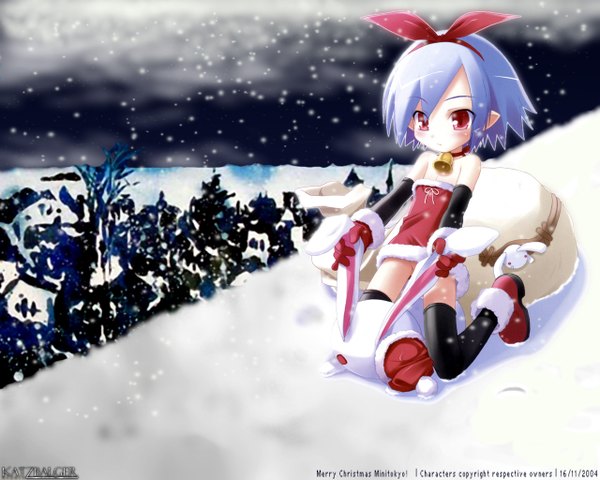 Аниме картинка 1280x1024 с сага войн преисподней: дисгая pleinair usagi-san haga yui лёгкая эротика рождество костюм санта клауса