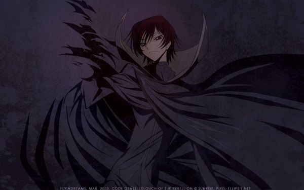 Anime picture 1920x1200 with code geass sunrise (studio) lelouch lamperouge single highres short hair brown hair wide image brown eyes boy choker cloak