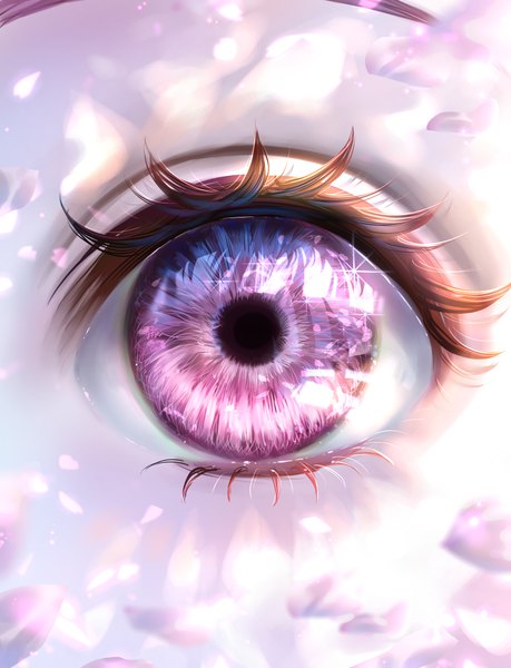 Аниме картинка 1240x1622 с оригинальное изображение onenechan один (одна) высокое изображение смотрит на зрителя розовые глаза искорки (блеск) цветущая вишня крупный план весна девушка глаз