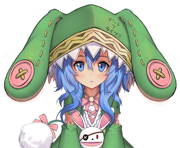 Anime picture 1000x823 with date a live yoshino (date a live) yoshinon [saw] single long hair open mouth blue eyes blue hair loli transparent background girl dress hood