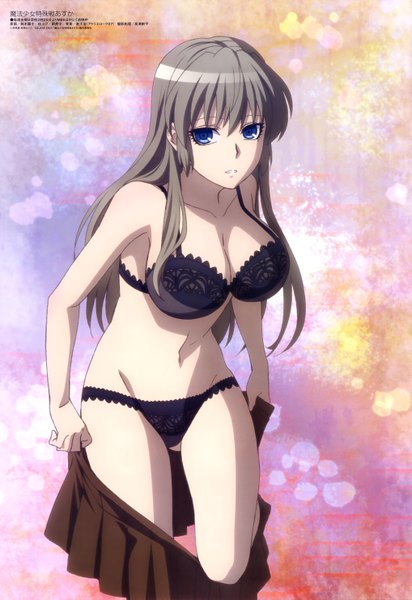 Anime picture 4070x5924 with mahou shoujo tokushusen asuka megami magazine ootorii asuka suzuki youko single long hair tall image looking at viewer fringe highres breasts blue eyes light erotic hair between eyes large breasts absurdres grey hair scan official art ass visible through thighs