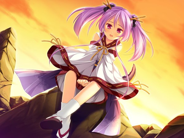 Anime picture 1600x1200 with otomimi infinity (game) long hair red eyes twintails pink hair game cg loli girl