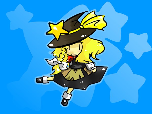 Anime picture 1600x1200 with touhou kirisame marisa single highres blonde hair chibi l l girl hat star (symbol) witch hat borisx
