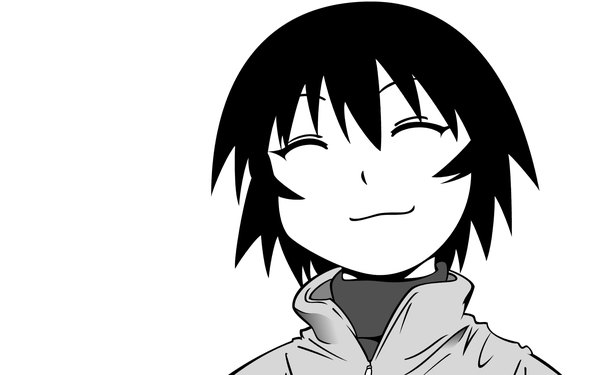 Anime picture 1680x1050 with azumanga daioh j.c. staff kagura (azumanga) wide image white background monochrome girl