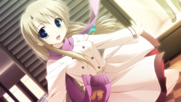 Anime picture 1280x720 with geki tama! - seiryou gakuen engeki bu single long hair blue eyes blonde hair wide image game cg girl scarf